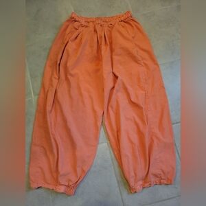 Free People To The Sky Parachute Pants Orange Pockets Small Elastic  Lightweight